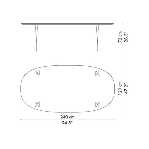 B614 Super-Elliptic Table 240x120x72cm